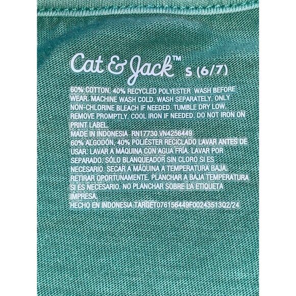 Cat & Jack Boys Green Crew Neck Short Sleeve T-Shirt Size Small (6-7) - Picture 4 of 10